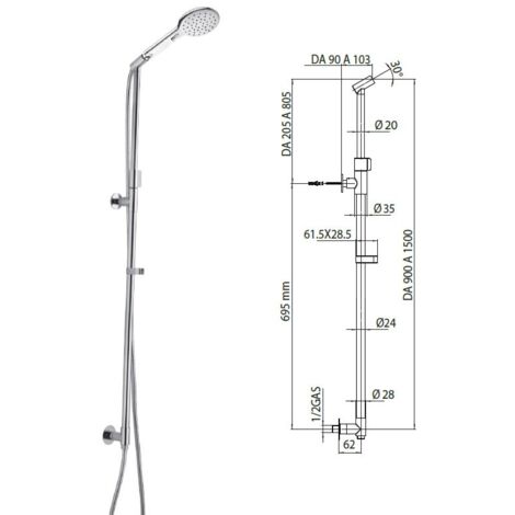 Minimal gruppo doccia saliscendi Agua H.90 - 150 cm DB2002D00030009