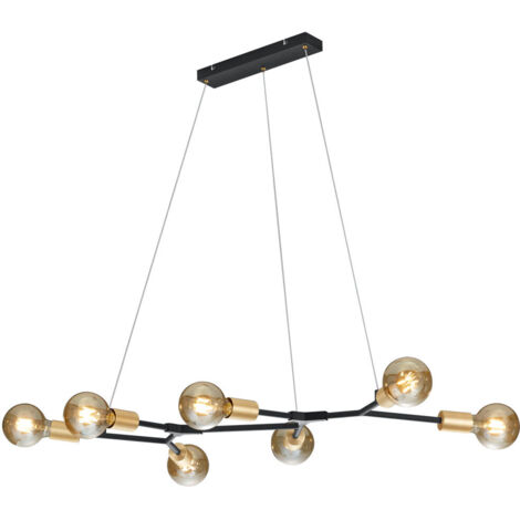Minimal Suspension Chandelier 7 Luces Cross Black and Gold Trio Lighting