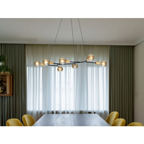 Minimaler Pendelleuchter 7 Lichter Kreuz Schwarz und Gold Trio Beleuchtung