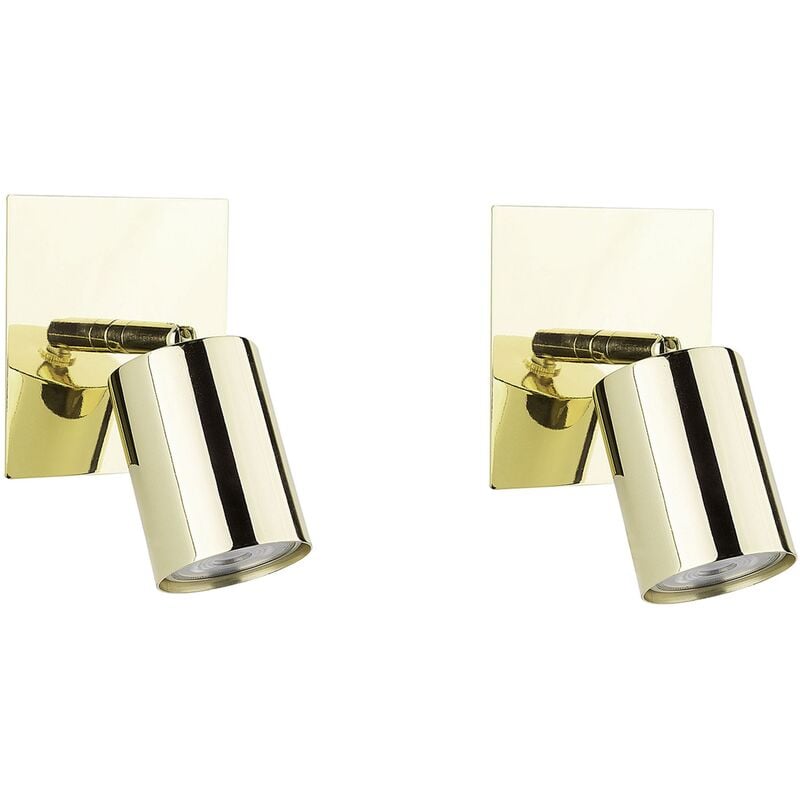 Beliani - Minimalist Set of 2 Wall Sconces Lamps Metal Adjustable Gold Tigris - Gold