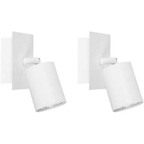 Minimalist Set of 2 Wall Sconces Lamps Metal Adjustable White Tigris - White