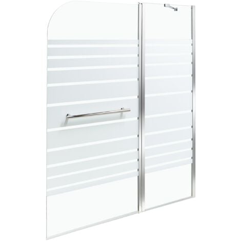 Minimalist Shower Bath Screen with Doors Tempered Glass 140 x 100 cm Silver Tuapi
