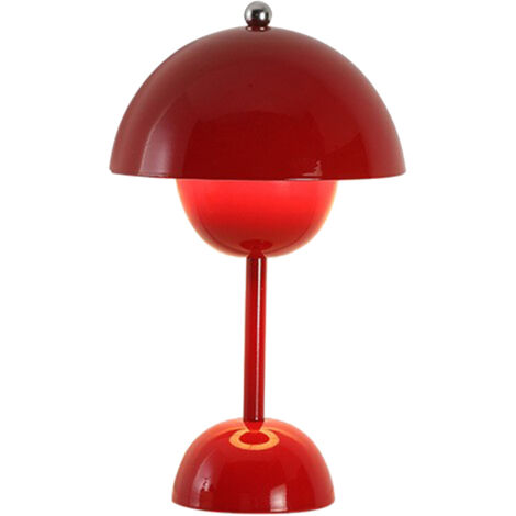 Minimalistische, dimmbare LED-Tischleuchte für Bar, Schlafzimmer, Restaurant – mit wechselndem Licht (3 Farben) und Knopfdruck – Weinrot