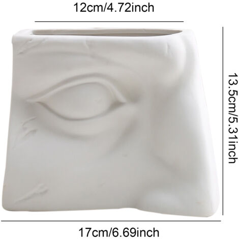 Minimalistische Keramikvasen-Dekoration  4er-Set weiße Sens-Vasen  Motive: Nase, Ohr, Auge, Mund  Zeitgenössische Kunst