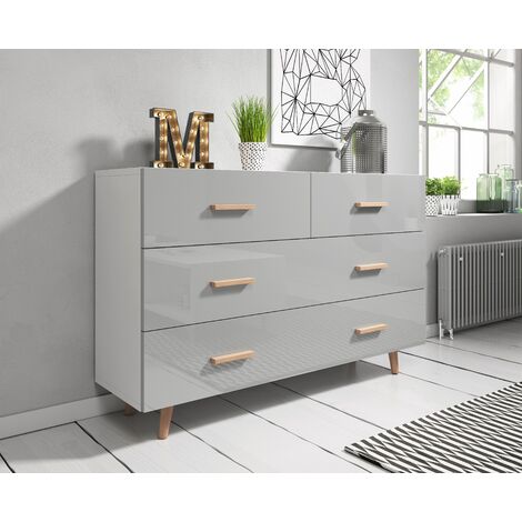 3XE LIVING Minimalistische Kommode Coleus scandi style 125cm grau ideal für moderne Interieurs