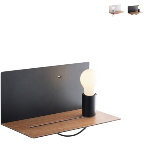 Minimalistische Metall-Wandleuchte mit USB-Anschluss und dimmbarer Beleuchtung Flash - Schwarz