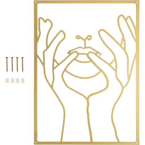 Minimalistische Wanddekoration aus Eisen – Feminines, einzigartiges Liniendesign für Wohnzimmer, Schlafzimmer, Küche und Badezimmer – Gold, Modell A