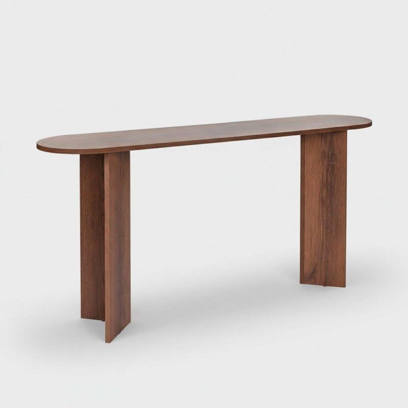 M&S Minimalistisches Ovales Eingangskonsolentisch Sira - Nußbaum Dunkel