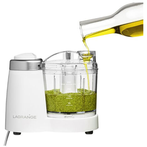 Minimixeur-120 W-Bol plastique 0,35 L-Lames acier inoxydables - Goulotte à huile-Blanc - LAGRANGE
