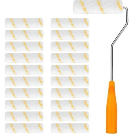 Minirodillos de pintura, paquete de 20 unidades – 10 cm, mango de goma antideslizante, ideales para acabados precisos en paredes.
