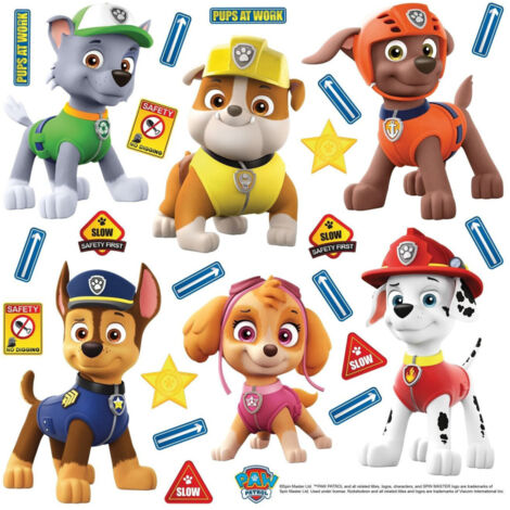 Minis stickers Pat'Patrouille 30x30cm – PVC auto-collant repositionnable – Décoration chambre enfant – Personnages Chase, Marcus, Rocky, Ruben, Zuma, Stella – Ag Art