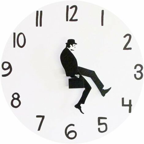 Ministry of Silly Walks Clock, Comedian Home Decor, Wall Clock Watch Funny Mute Clock Perfect for Bedroom,Office, Library Wall Decorations (White)