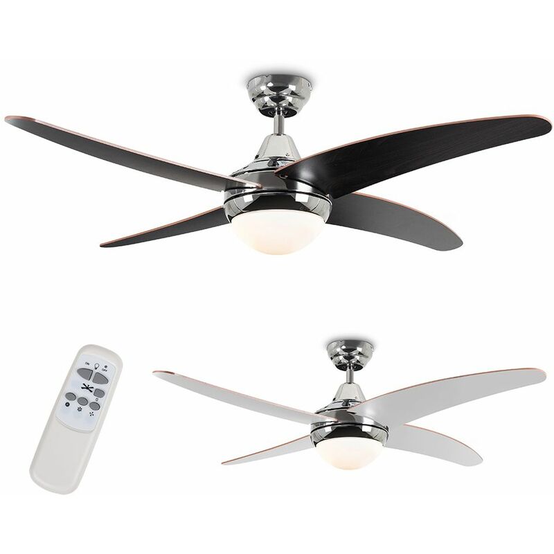 Minisun 122cm Chrome Ceiling Fan With Reversible Blades Remote Control