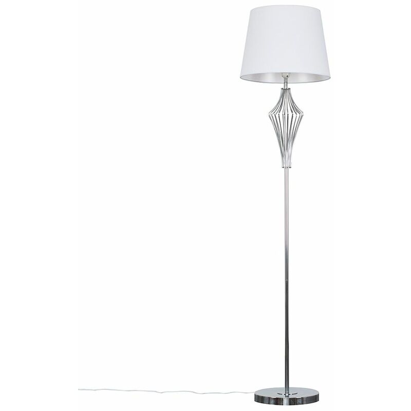 Minisun - 152.5cm Chrome Geometric Floor Lamp - White
