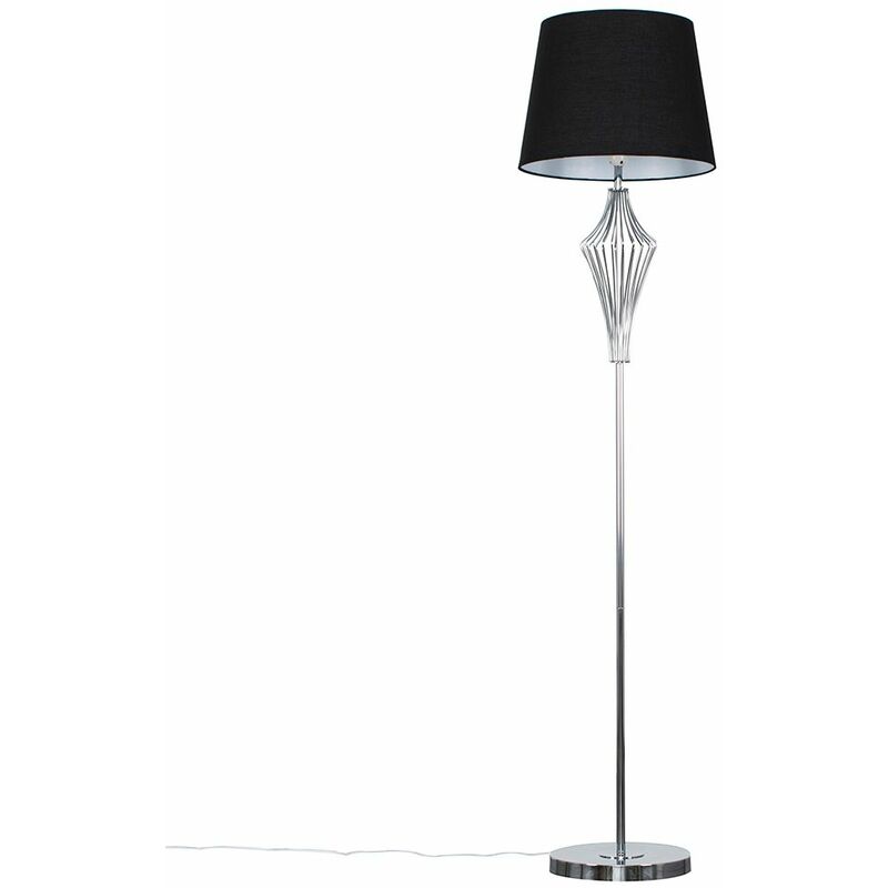 Minisun - 152.5cm Chrome Geometric Floor Lamp - Black