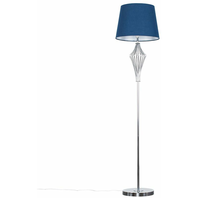 Minisun - 152.5cm Chrome Geometric Floor Lamp - Navy Blue