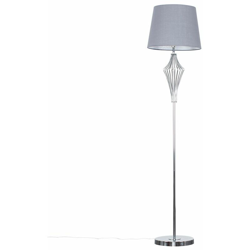 Minisun - 152.5cm Chrome Geometric Floor Lamp - Grey