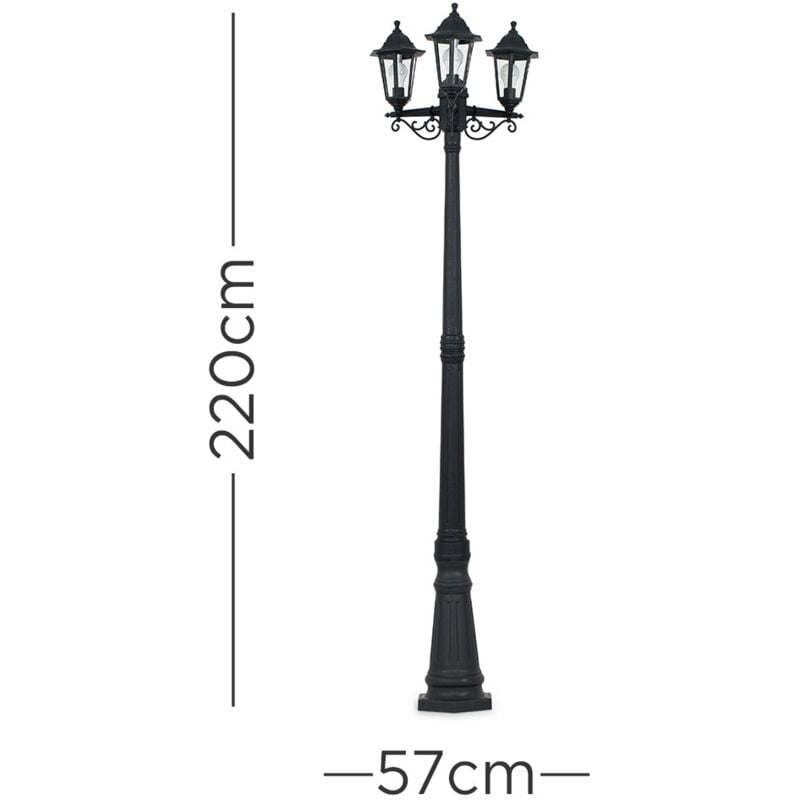 1 95m Black 3 Way Ip44 Outdoor Lamp Post Light No Bulb 17246 Ip44 Outdoor Lamp Post Light