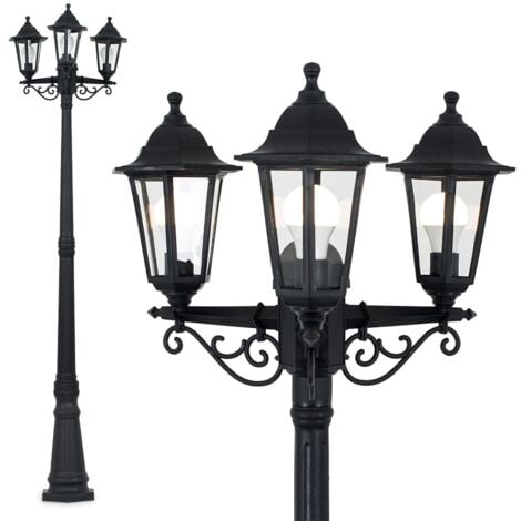 1 95m Black 3 Way Ip44 Outdoor Lamp Post Light No Bulb 17246 Ip44 Outdoor Lamp Post Light
