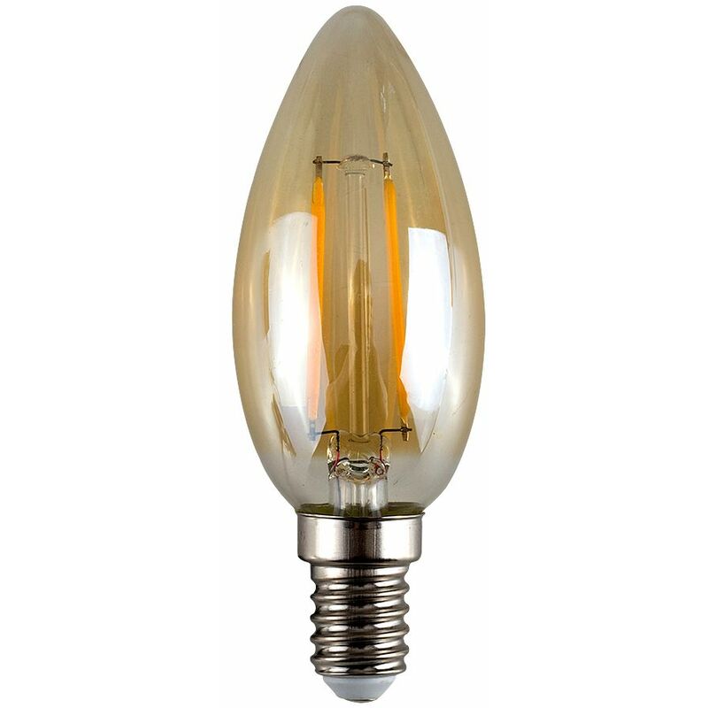 2W LED Filament SES E14 Amber Candle Light Bulb - Pack of 5