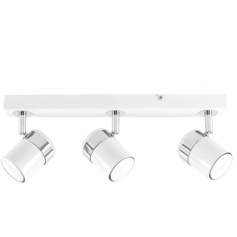 Minisun - 3 Way Straight Bar Ceiling Spotlight + 5W Warm White GU10 LED Bulbs - White