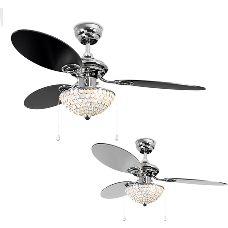 Minisun 42 106cm Modern Chrome Ceiling Fan With Silver Black