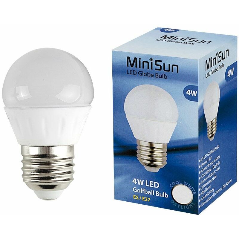4W ES E27 LED Golfball Bulb in Cool White - Pack of 6