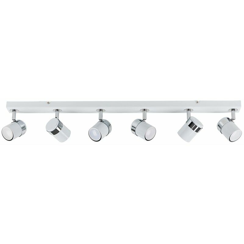 Minisun 6 Way Led Ceiling Spot Light Bar White Chrome Finish