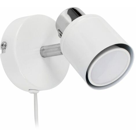 main image of "Adjustable Ceiling Wall Spotlight with Plug, Cable & Switch + GU10 LED Bulb - White"