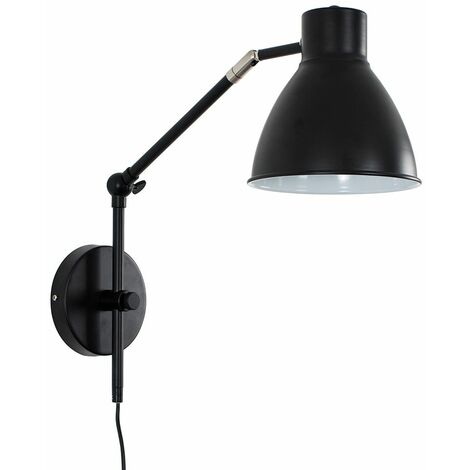 main image of "Black Stem Wall Light Adjustable Shade - Add LED Bulb"