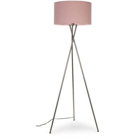 Camden Tripod Floor Lamp in Brushed Chrome with Reni Shade - No