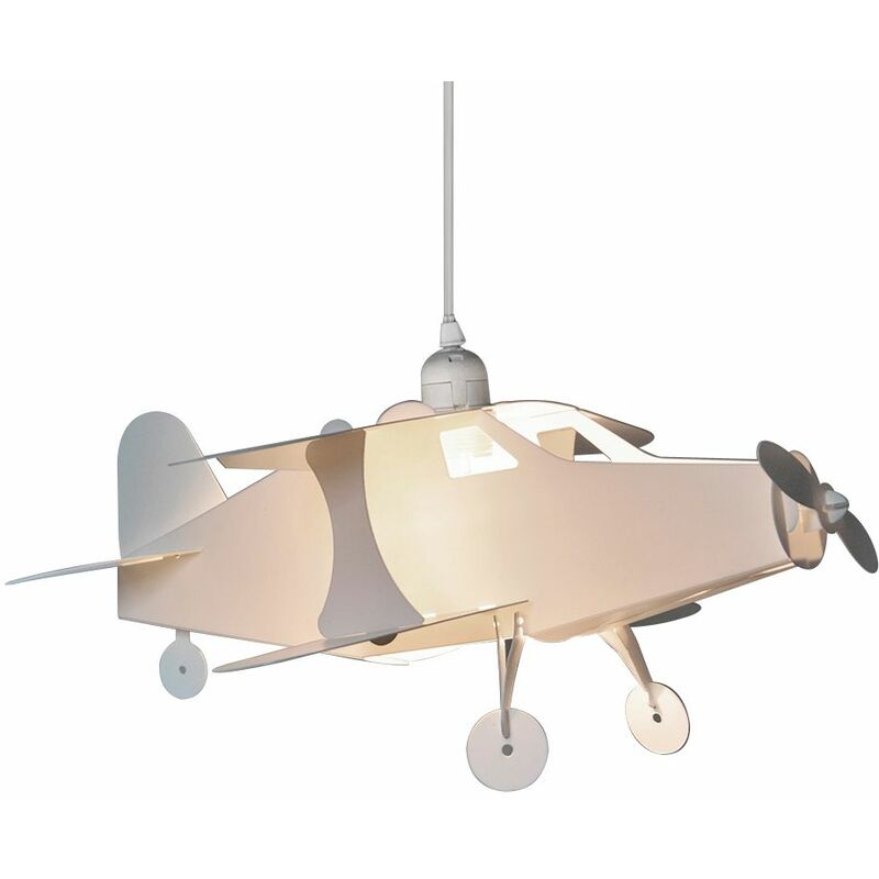 Minisun - Children's Bedroom White Aeroplane Ceiling Lamp Pendant Light Shade - No Bulb