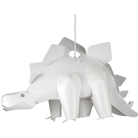 Children'S Bedroom White Stegosaurus Dinosaur Jurassic Pendant Shade - No Bulb