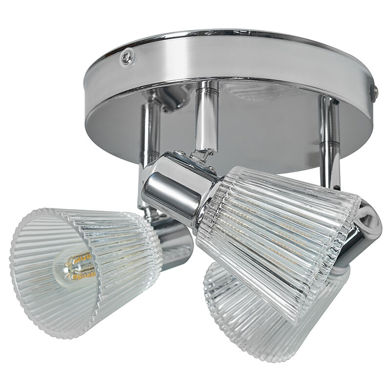Minisun - Chrome 3 Way IP44 Ceiling Light Fitting + 3x 3W G9 LED Bulbs - Add Cool White Bulbs