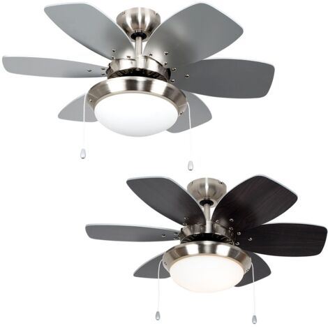 MiniSun Chrome 30" Modern Ceiling Fan with Light & Reversible Blades