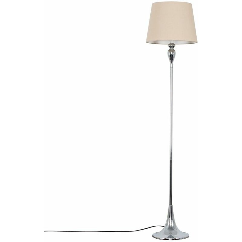 Minisun - Faulkner Spindle Floor Lamp in Chrome with Aspen Shade - Beige