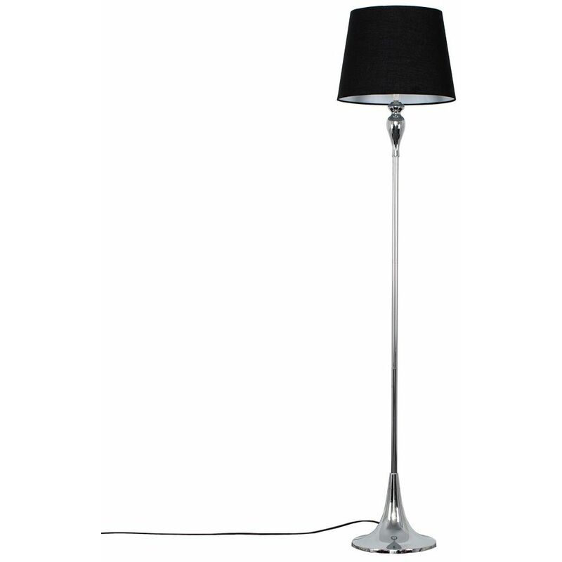 Faulkner Spindle Floor Lamp in Chrome with Aspen Shade - Black