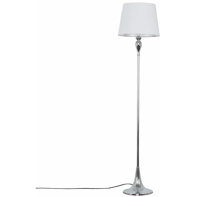 Faulkner Spindle Floor Lamp in Chrome with Aspen Shade - White