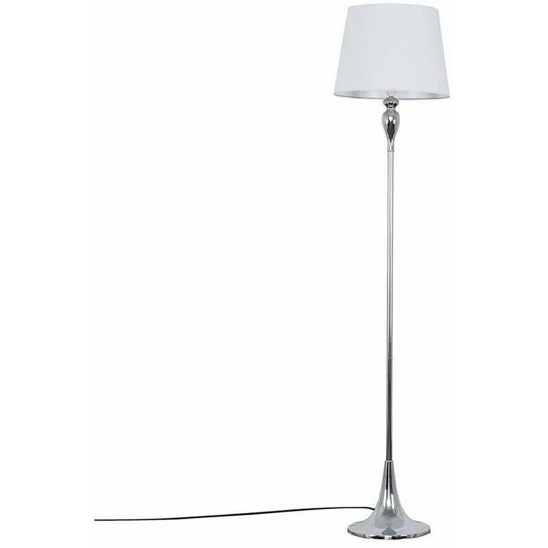 Minisun - Faulkner Spindle Floor Lamp in Chrome with Aspen Shade - White