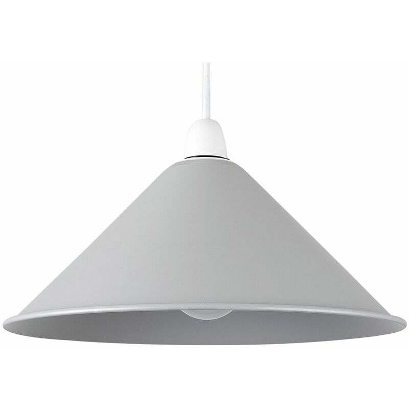 Coolie Tapered Metal Ceiling Pendant Light Shade & ES E27 6W GLS LED Bulb - Grey
