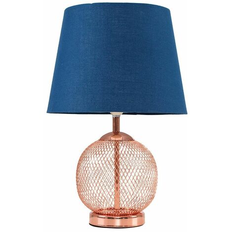 Minisun Copper Mesh Ball Touch Dimmer Table Lamp Navy Blue Light