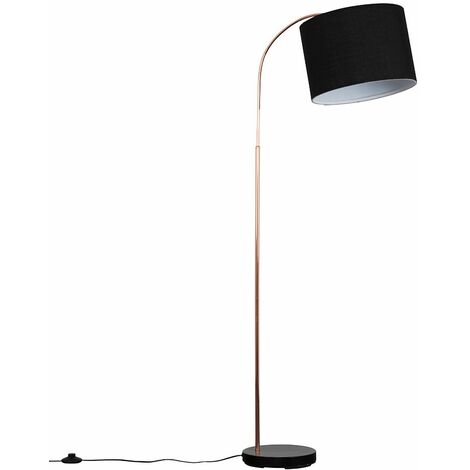 main image of "MiniSun Curved Stem Copper Floor Lamp with Drum Lampshade"