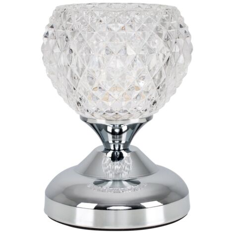 main image of "Decorative Glass Bedside Touch Table Lamp + 3W LED Dimmable G9 Bulb - Warm White"