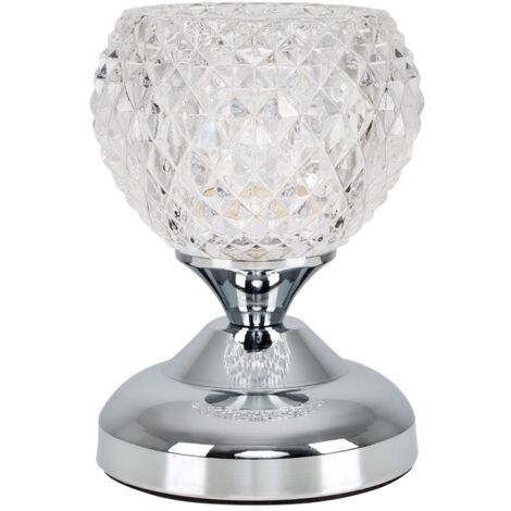 main image of "MiniSun - Decorative Glass Bedside Touch Table Lamp - Chrome Lamp Only"