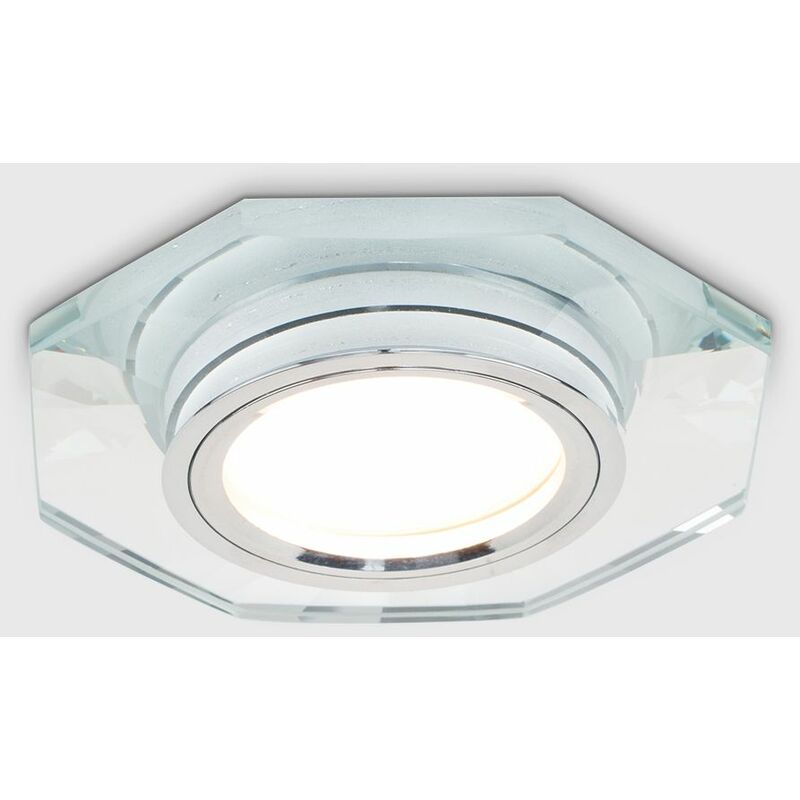 Fire Rated Clear Glass + Chrome GU10 Hexagonal Recessed Ceiling Downlight