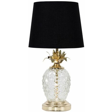 MiniSun - Glass Pineapple Touch Table Lamp - Black