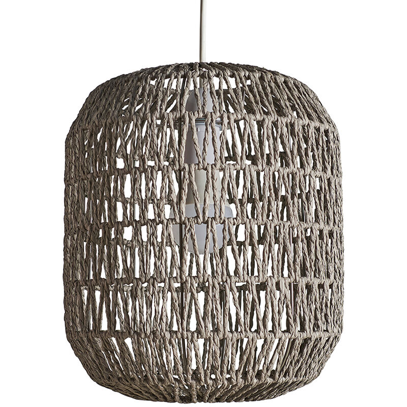 Minisun - Grey Natural Rope Ceiling Pendant Light Shade + LED GLS Bulb