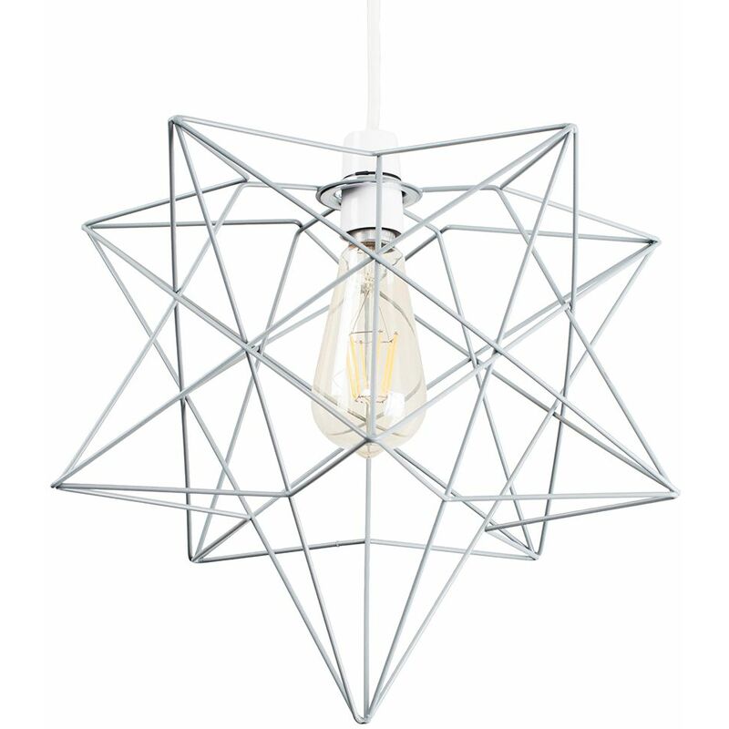 Sadira Wire Frame Pendant Ceiling Shade - Grey - Including LED Bulb
