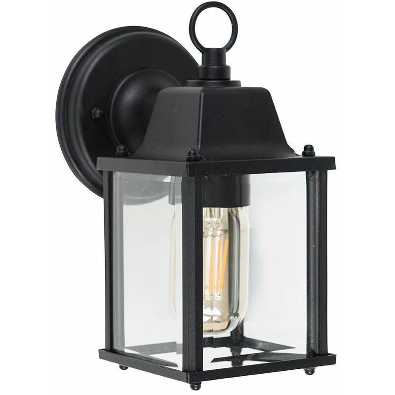 LED Wall Light Metal & Glass Lantern Outdoor - No Bulb