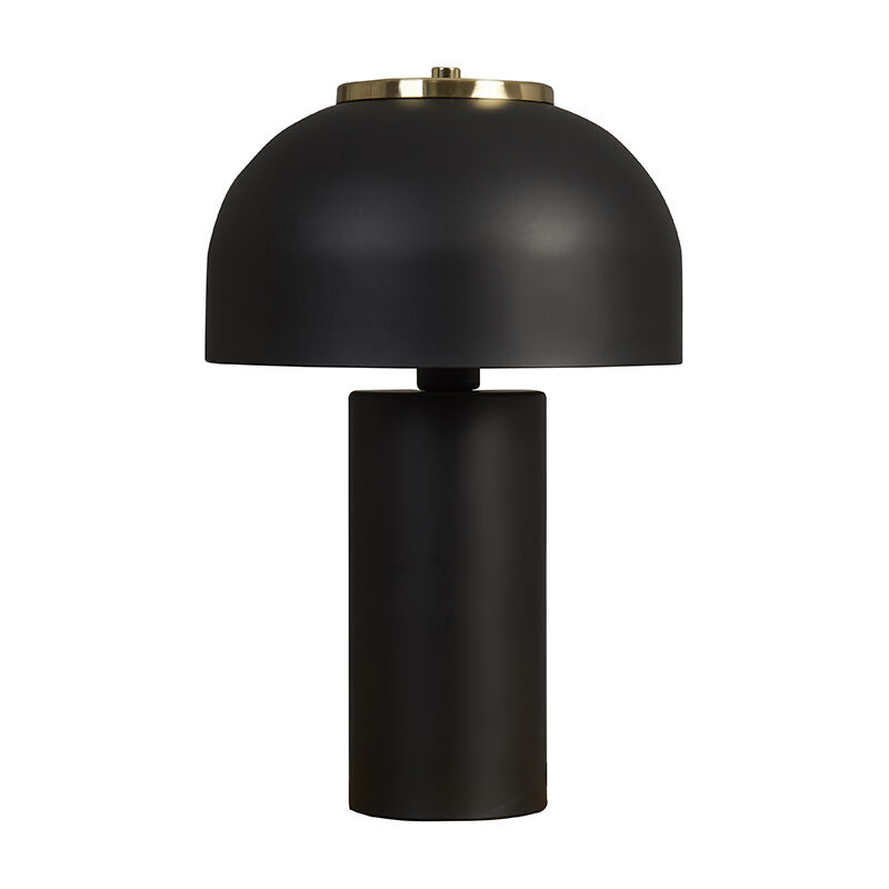 Matt Black Cylinder Table Lamp with Domed Shade - No Bulb